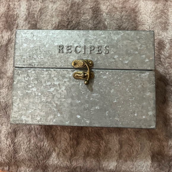 Hearth & Hand Galvanized Metal Recipe Box with Brass-Tone Latch - Picture 2 of 6